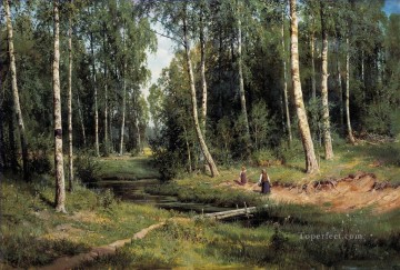 landscape Painting - in the birch tree forest 1883 classical landscape Ivan Ivanovich